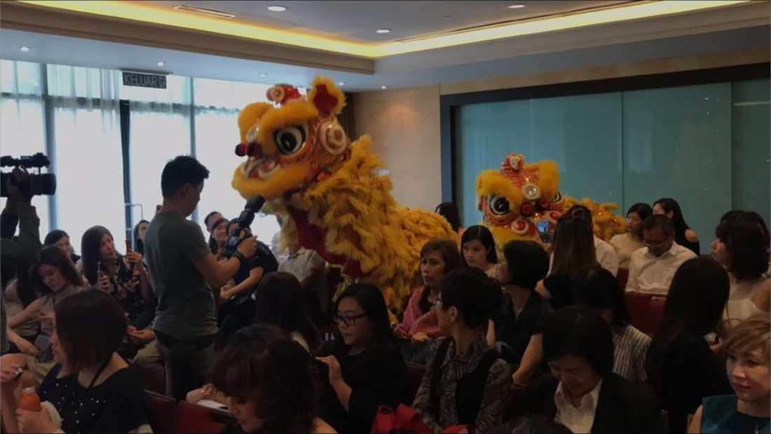 Lion dance performance at the Abellie launch celebration